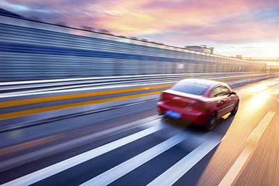 car driving on the street.